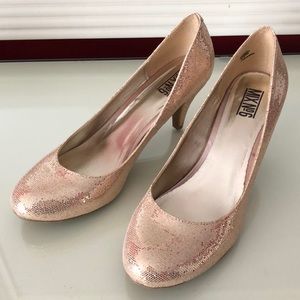 Nude/Gold Glitter Heels